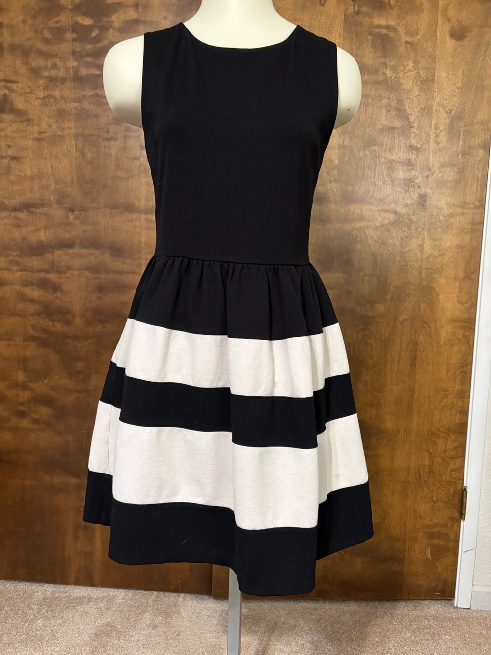 Bar III Black and White Striped Fit & Flare Dress